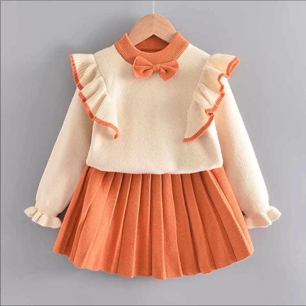 Toddler Girl knitted skirt and sweater set